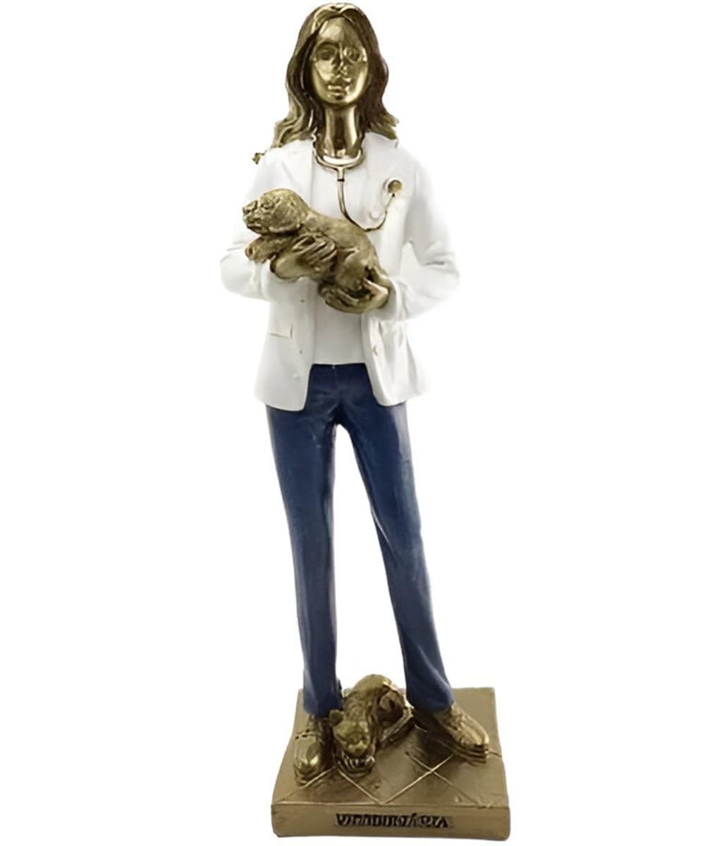 Escultura Decorativa Veterinária Cachorro em Resina Bronze 24cm - Decoração Temática para Consultórios e Ambientes Pet