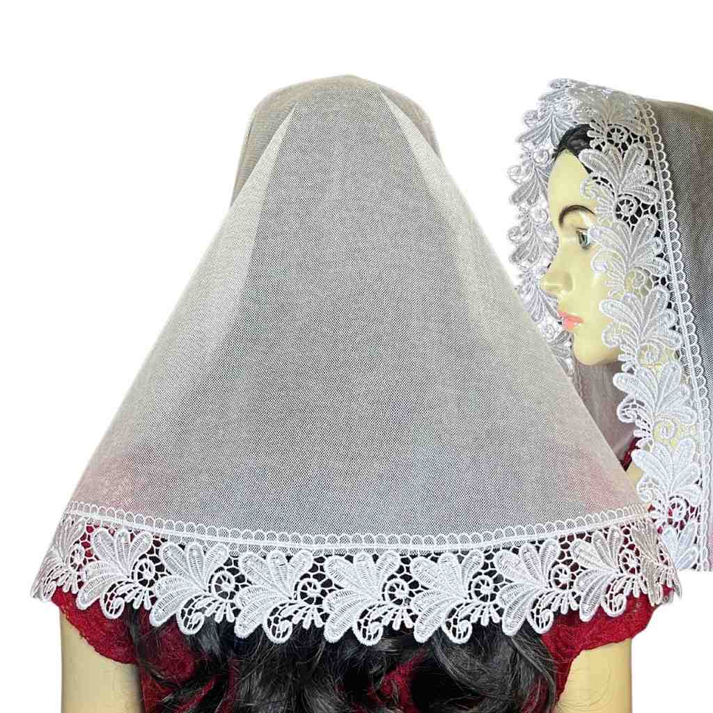 Véu de Casamento com Renda Guipir Redondo ou Quadrado – Cod404