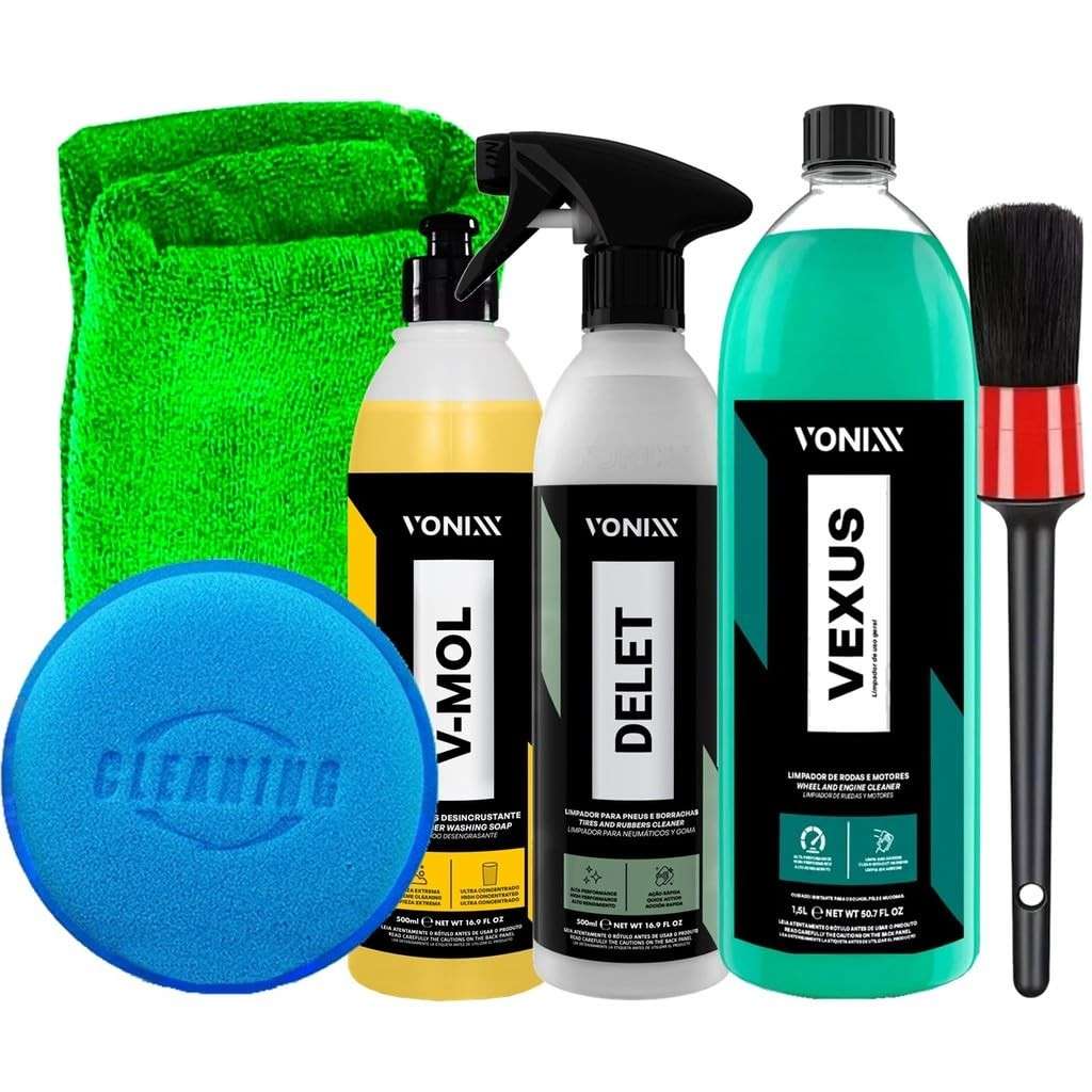 Kit Completo Vonixx: Limpeza Profissional para Estética Automotiva - V-Floc, Delet, Vexus e Mais!