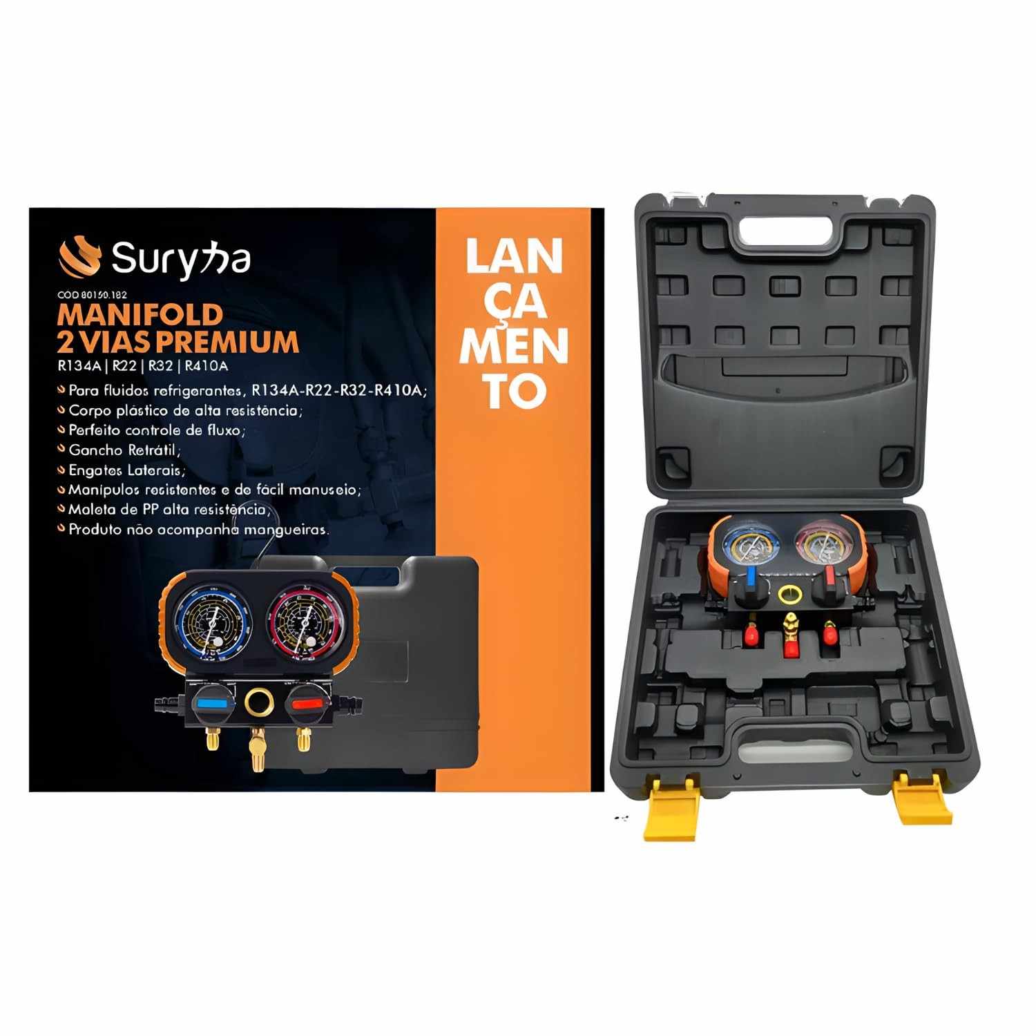 SURYHA Manifold 2 Vias para Fluidos Refrigerantes R134 / R410 / R32 / R22