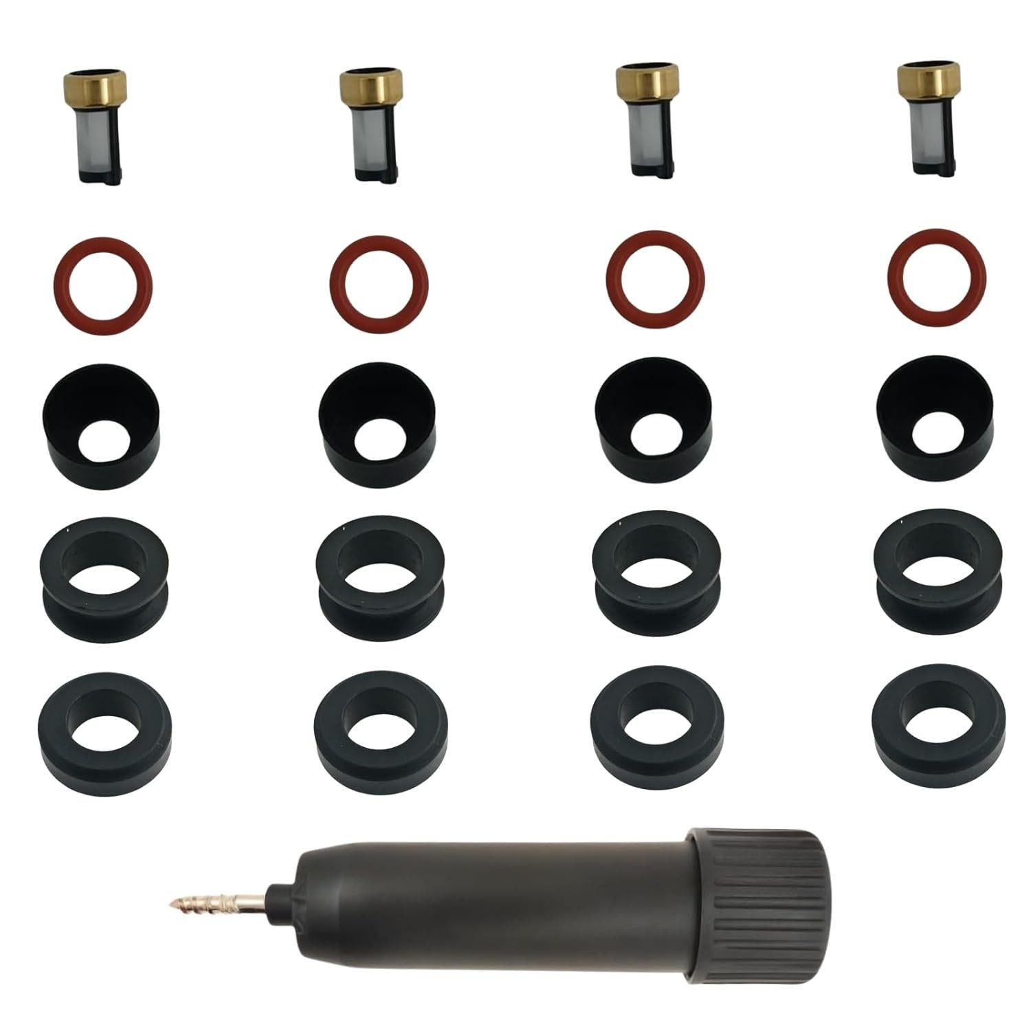 Kit 4 Vedações Injetor Combustível Chevrolet Prizm, Pontiac Vibe 1.8L L4 (2003-2008) - Substitui 23209-0D040