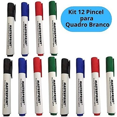 Pincéis Quadro Branco Masteprint: Kit 12 Cores Vibrantes!