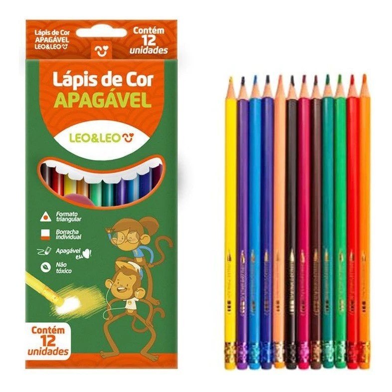 Lápis de Cor Apagável Leo&Leo: 24 Cores Vibrantes!