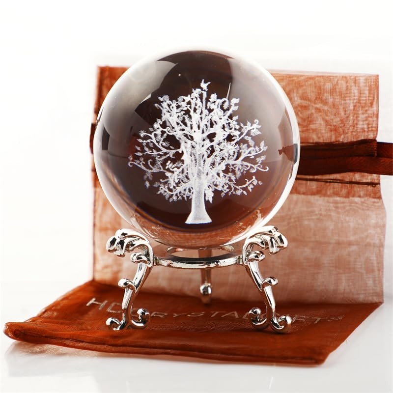 Bola de Cristal com Árvore da Vida 60mm - Decoração e Presente Simbólico