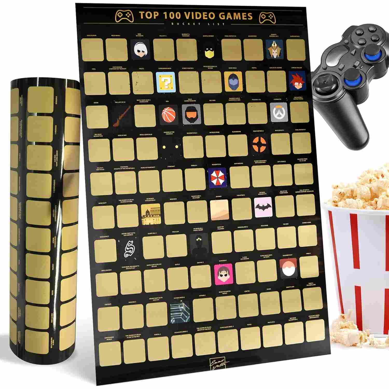 Pôster de Raspadinha dos 100 Melhores Videogames - Experiência Interativa para Fãs de Games