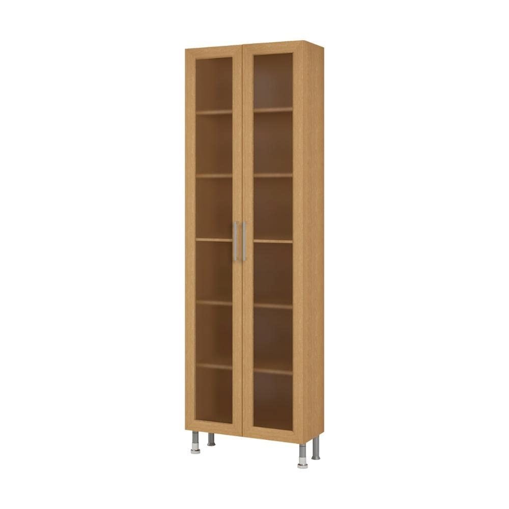 Estante Livreiro Ditália Aspen 2 Portas de Vidro em Carvalho - CD-308