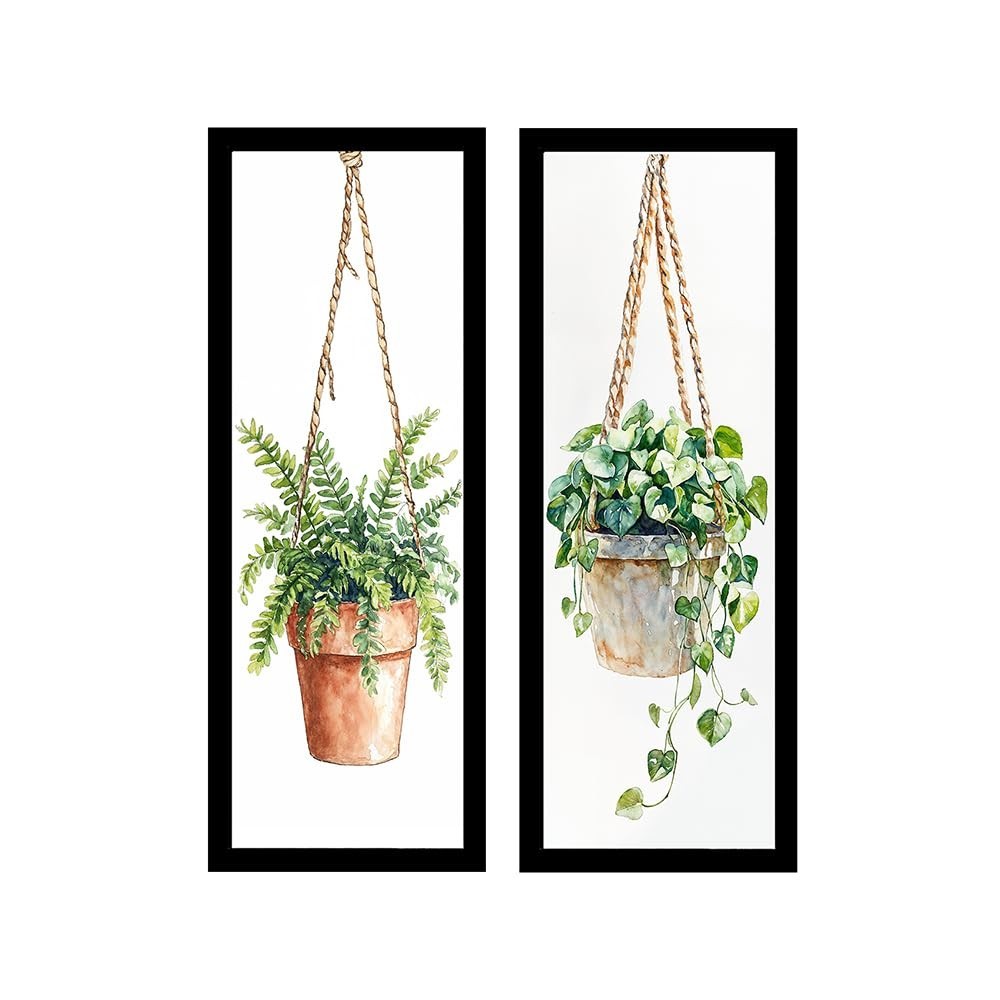 Kit 2 Quadros 18x45 cm com Vidro - Decoração Moderna para Sala e Escritório (Preto)