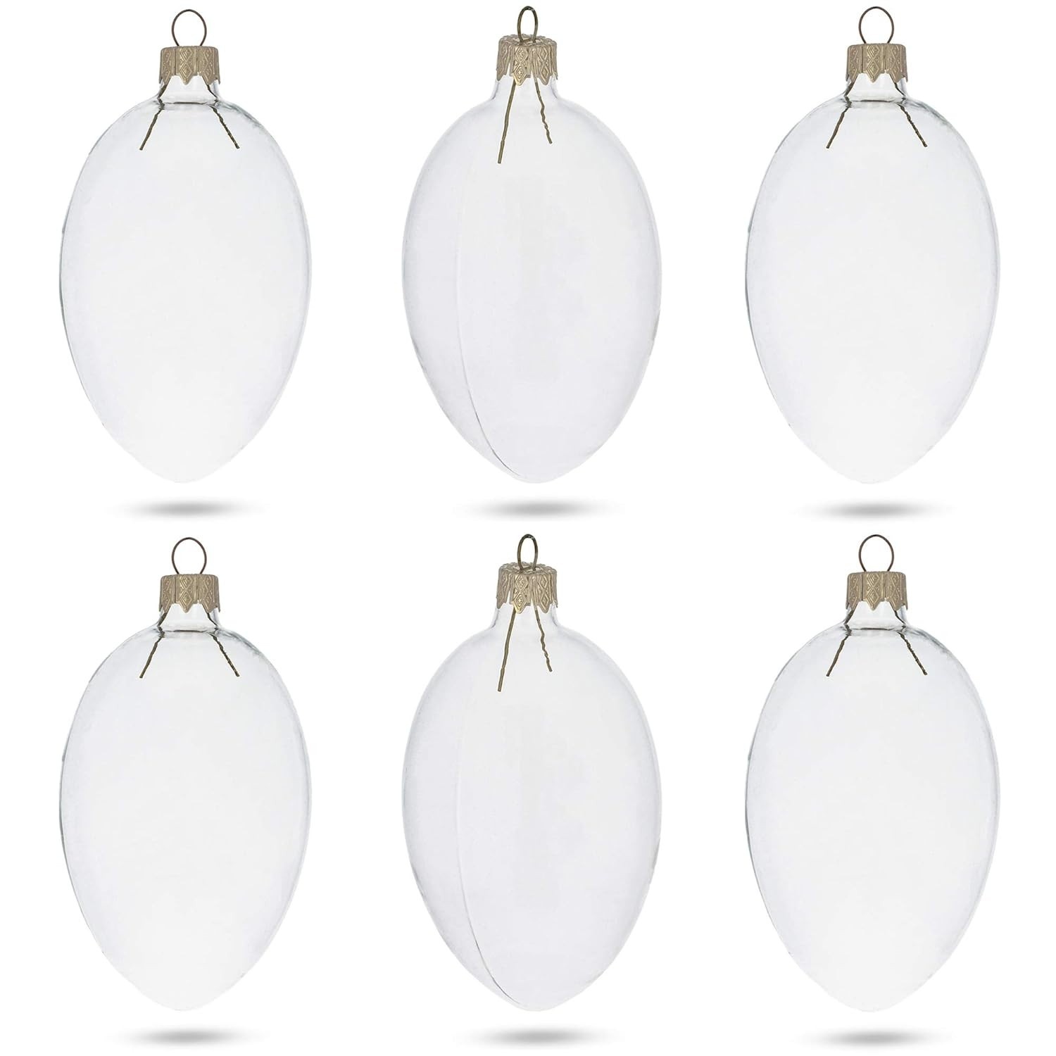Conjunto de 6 Enfeites de Ovos de Vidro Transparente 10cm - Decore com Estilo e Tradição