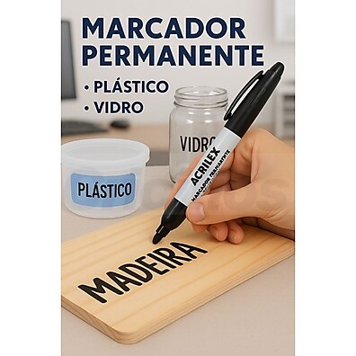 Caneta Permanente Acrilex Ponta Dupla - Ideal para CD, Plástico e Vidro