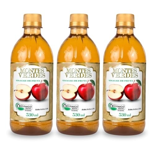 Kit 3 Vinagre de Maçã Orgânico Acidez 5% Montes Verdes 530 ml