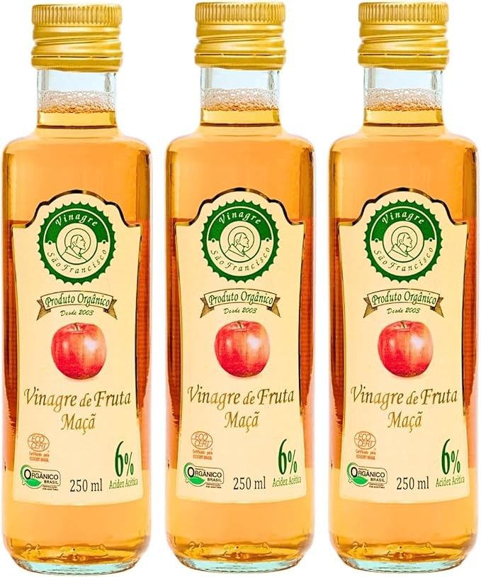 Kit 3 Vinagre De Maçã Orgânico Acidez 6% São Francisco 250 ml