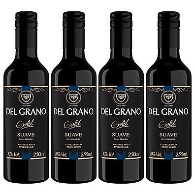 Vinho Tinto Doce Del Grano: Kit 4 Unidades 250ml