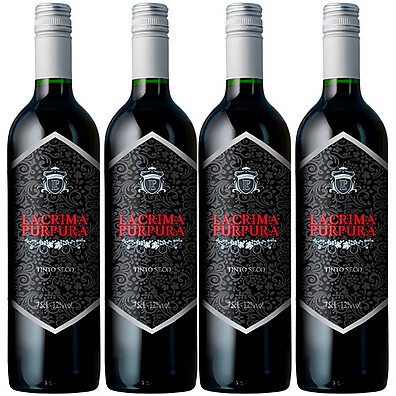 Vinho Tinto Espanhol Lacrima Purpura: Kit 4 Garrafas