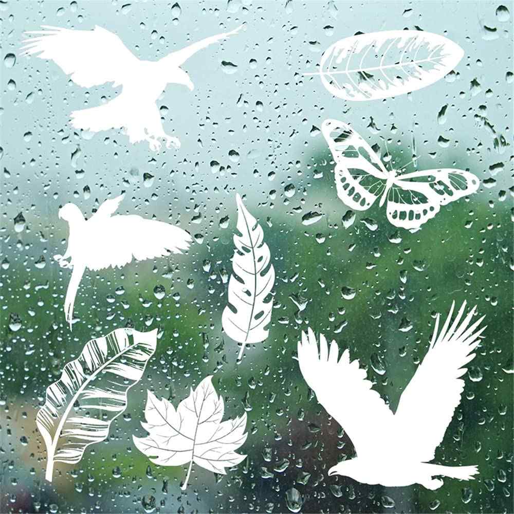 Adesivos para Janela Anticolisão com Formas de Pássaros e Folhas - 25 Unidades em Vinil Refletivo UV