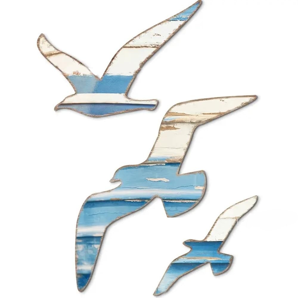 Arte de Parede Gaivota - Esculturas Náuticas Adesivas para Decoração Costeira Vintage