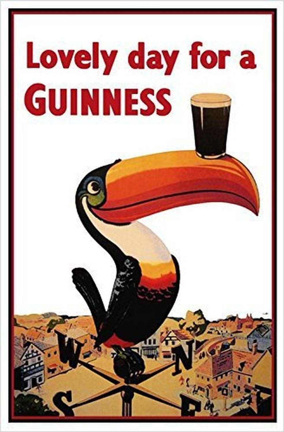 Pôster Guinness Lovely Day Tucan - Arte Publicitária Vintage 45,7x30,5cm