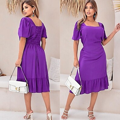 Vestido Feminino Midi Evangelico de Viscolinho