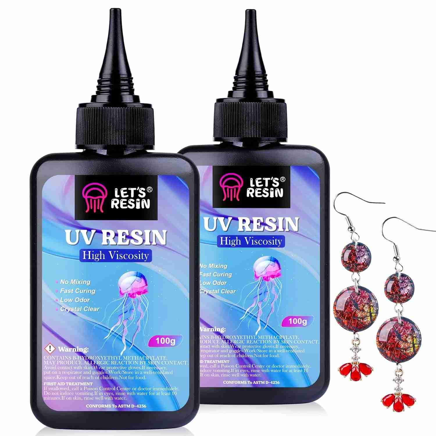Resina UV Transparente de Alta Viscosidade 200g - LET'S RESIN Secagem Rápida para Artesanato e Moldes