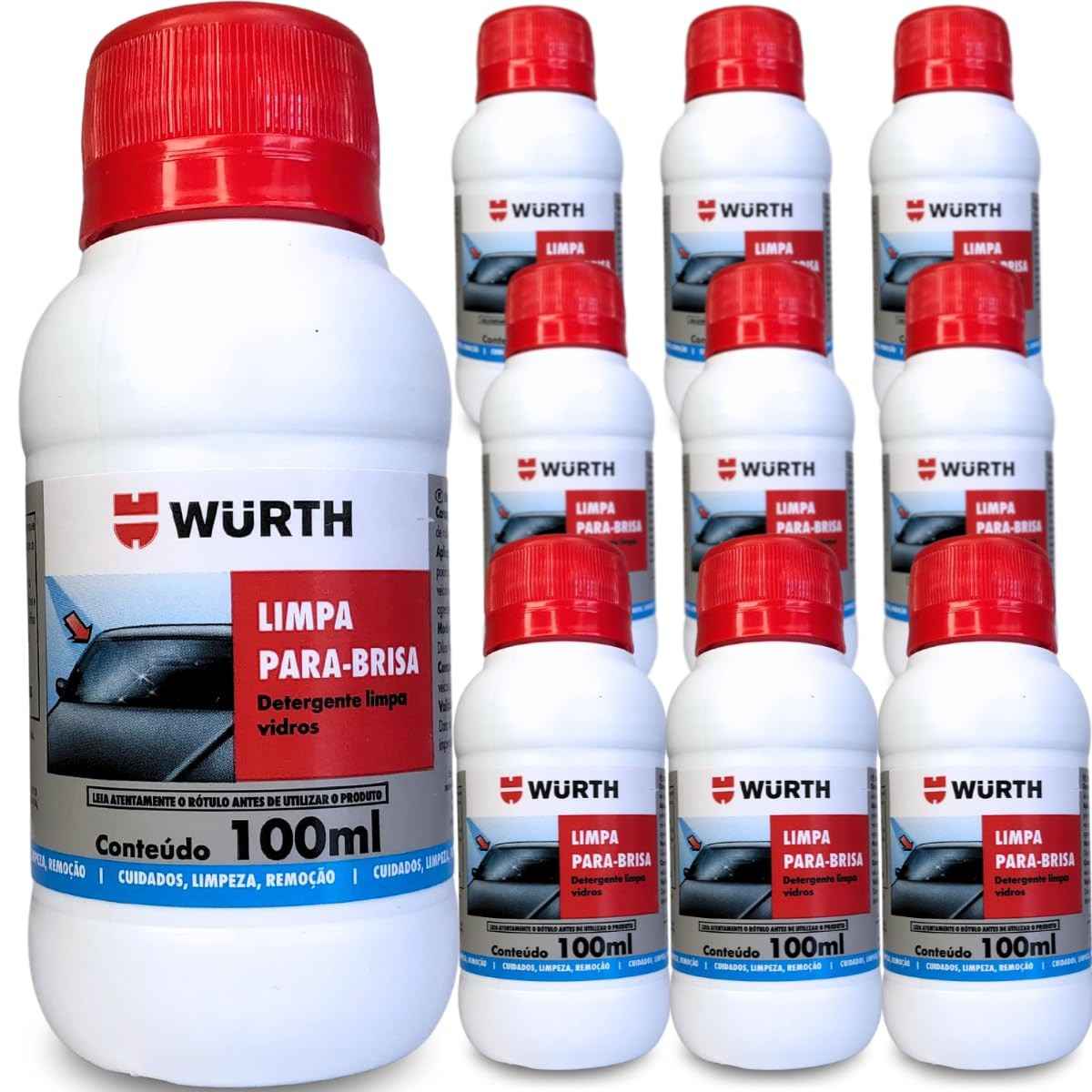 Kit 10 Limpa Para Brisa Wurth 100ml: Visibilidade Cristalina e Limpeza Impecável