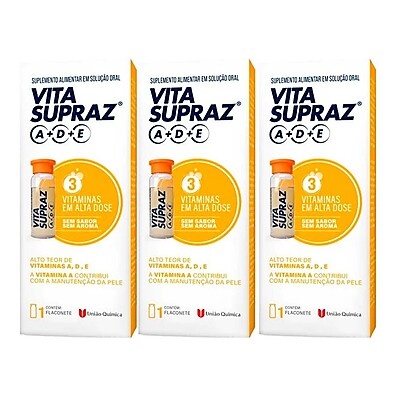 Vita Supraz A+D+E: 3 Flaconetes de Vitamina em Alta Dose