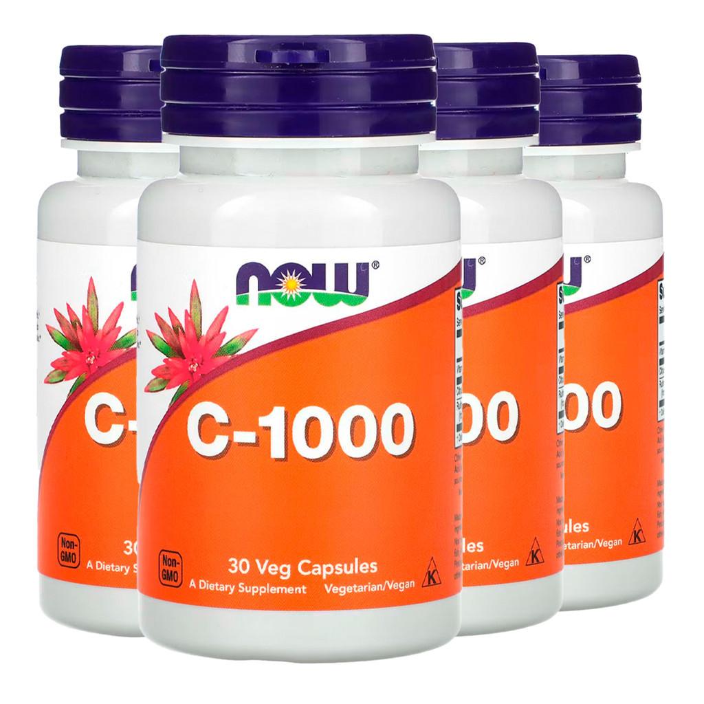 Vitamina C 1000mg Now Foods: Kit com 4 Frascos!