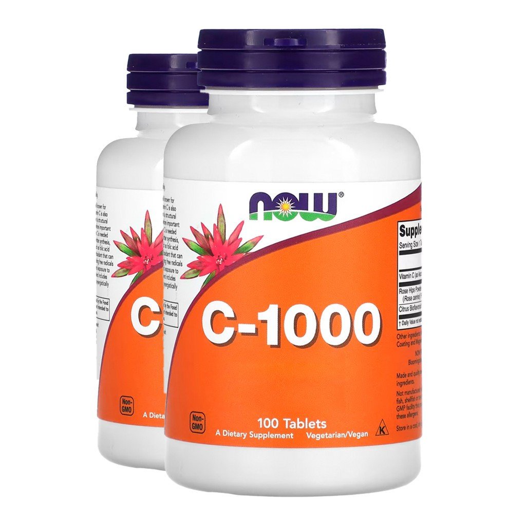 Vitamina C 1000mg + Rosa Mosqueta Now Foods: Kit 2x1