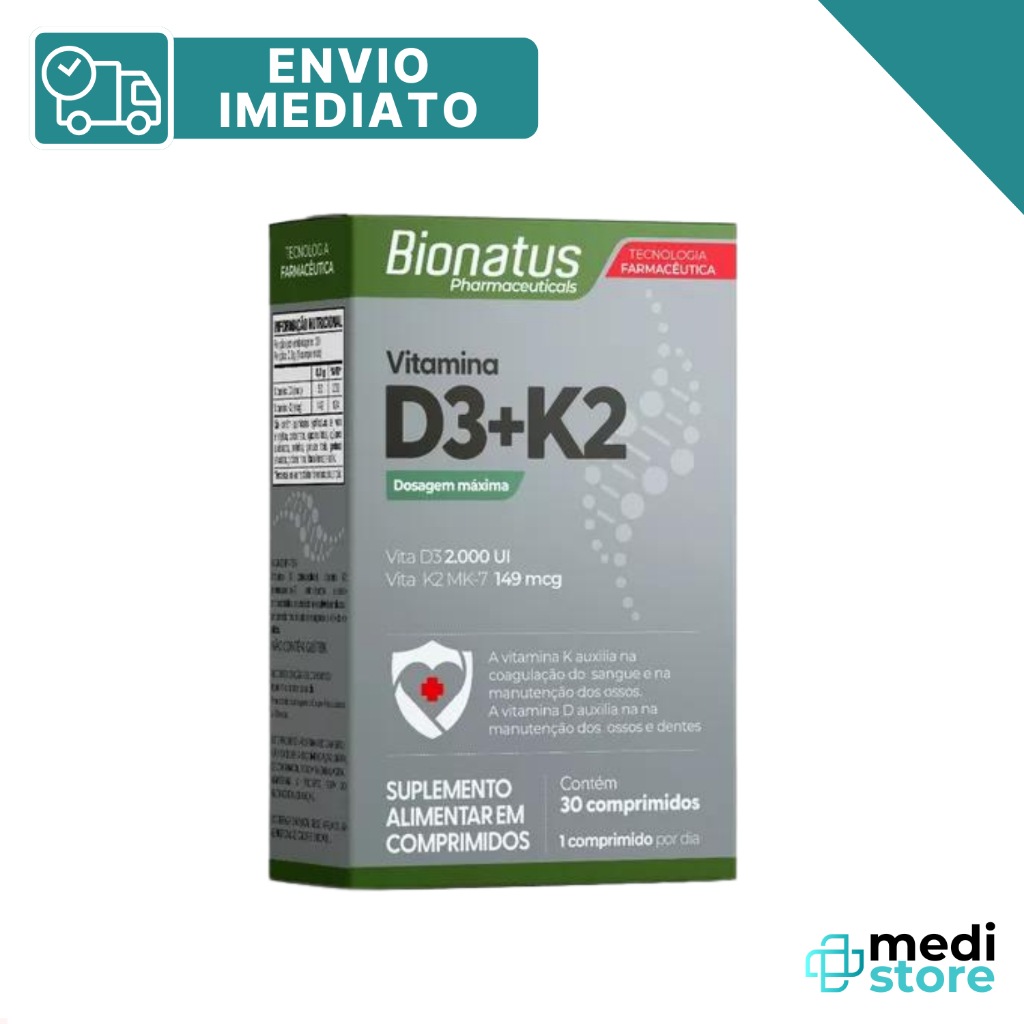 Vitamina D3+K2 MK-7: Saúde Óssea e Imunidade em 1 Comprimido