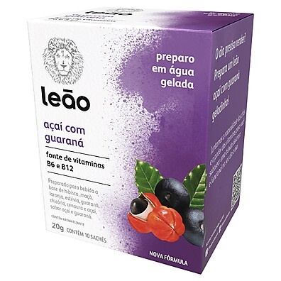 Vitamínico Leão Açaí e Guaraná – Energia Natural em 10 Sachês