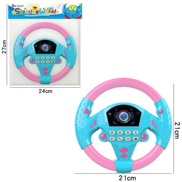 Volante de Brinquedo Interativo Rosa com Som e Simulação