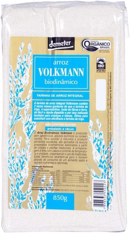 Farinha de Arroz Integral Longo Orgânico Biodinâmico Volkmann 850g