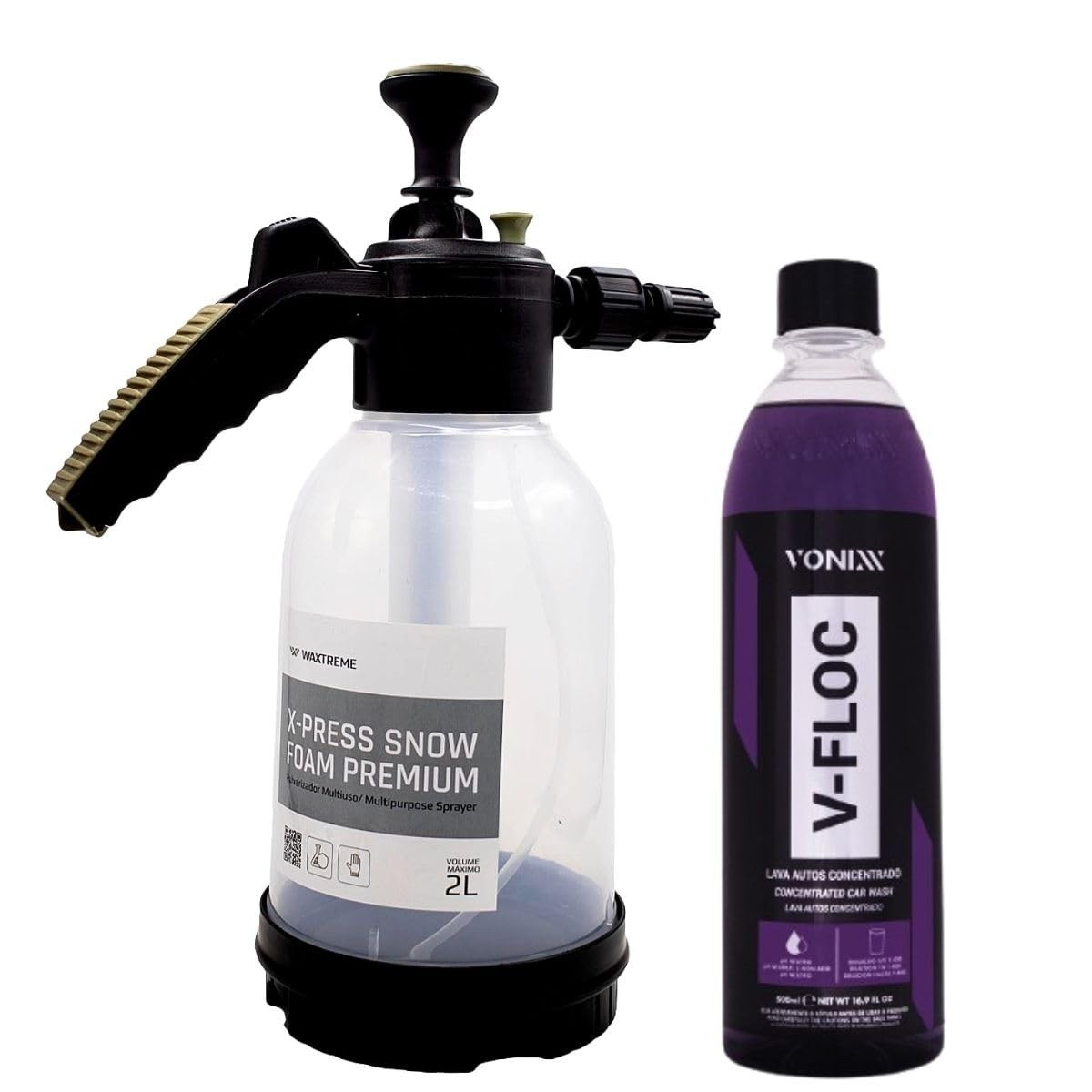 Kit Essencial: Pulverizador Snow Foam 3 em 1 Waxtreme + Shampoo V-Floc Vonixx