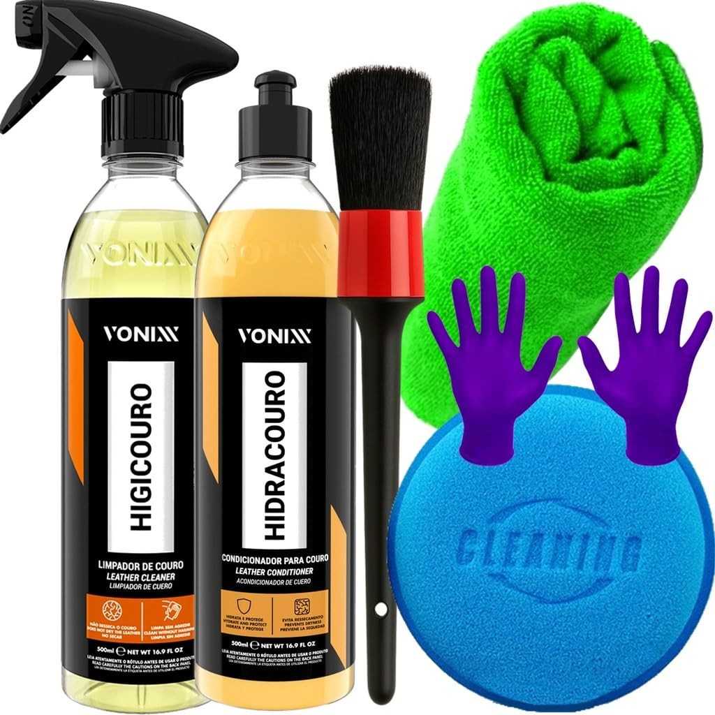 Kit Completo Hidratação e Limpeza Couro Vonixx + Acessórios Karbox
