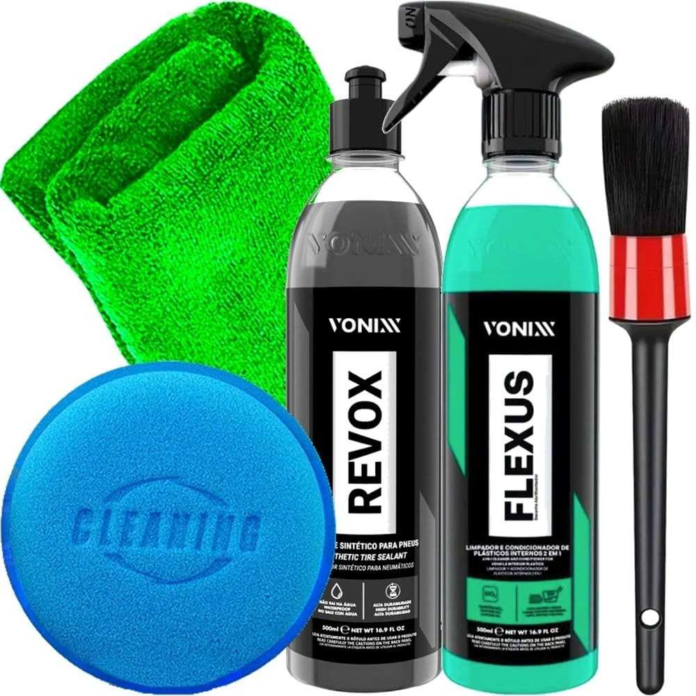 Kit Flexus & Revox Vonixx: Condicionador e Selante para um Carro Impecável + Acessórios Karbox