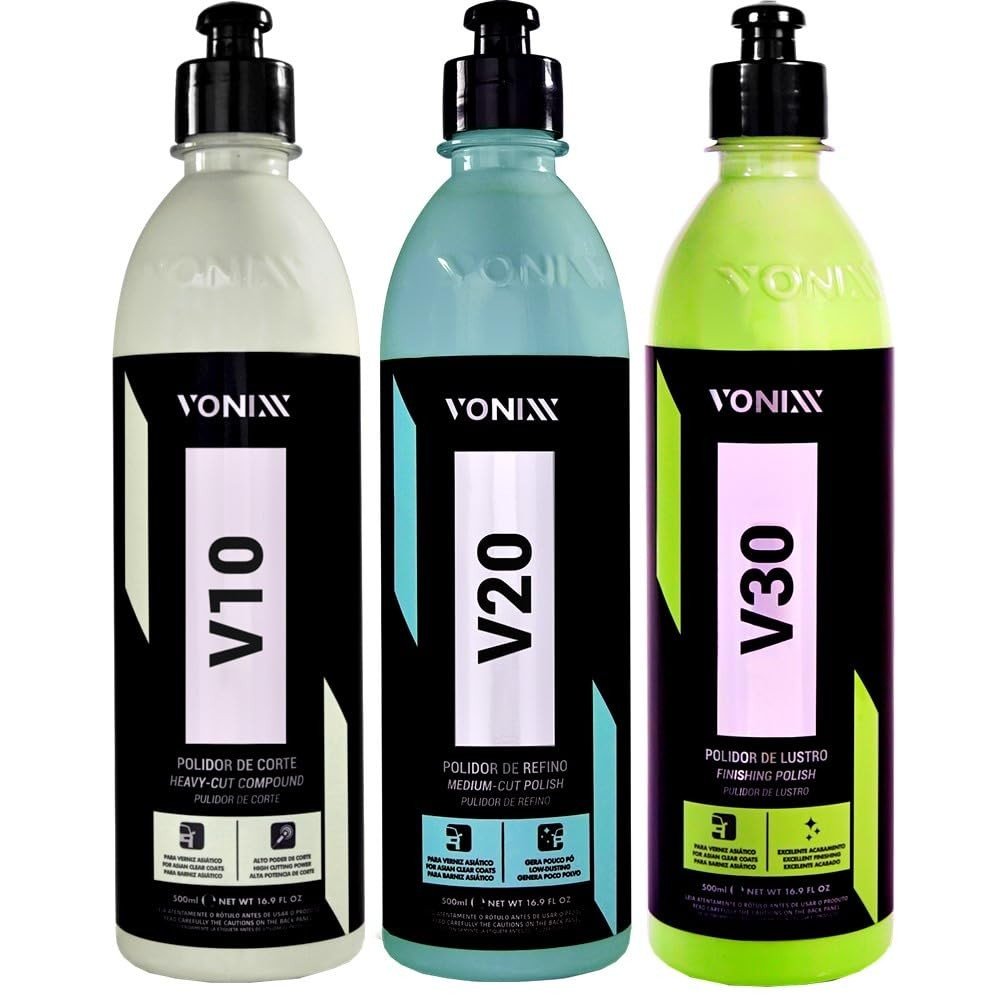 Kit Polimento Profissional Vonixx V10 V20 V30 - Sistema Completo para Pintura Automotiva