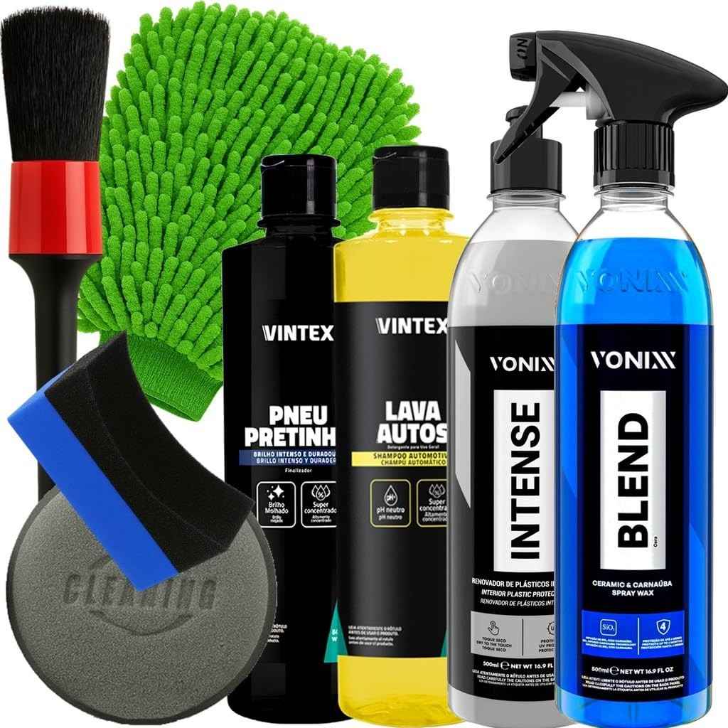 Kit Completo Vonixx & Vintex: Cuidado Profissional para Seu Carro - 7 Peças Essenciais