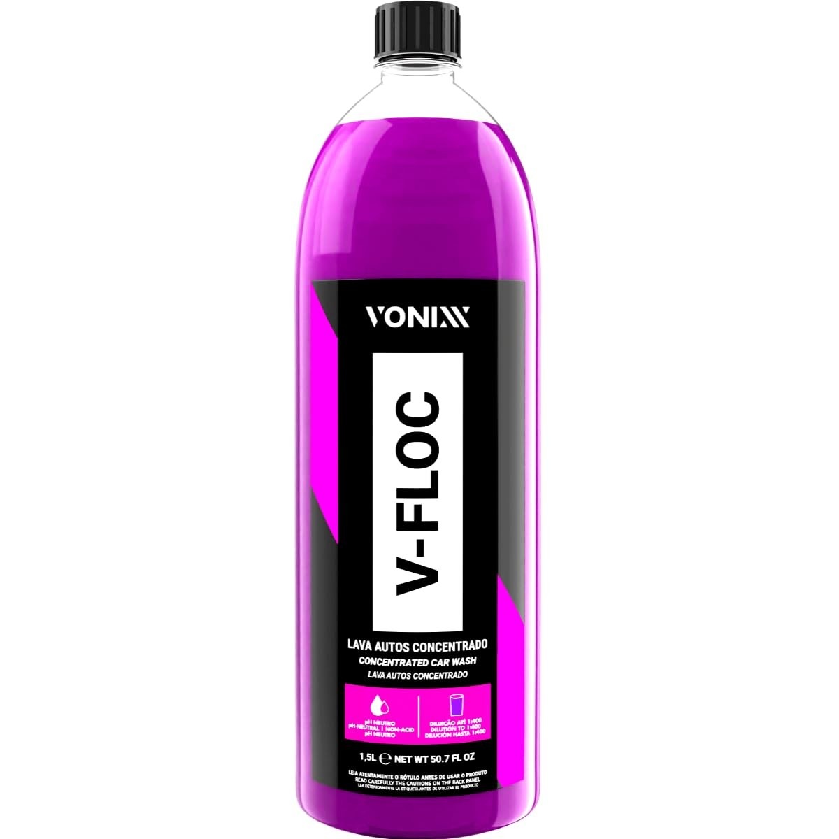 Shampoo Lava Autos Concentrado Neutro V-Floc Vonixx 1,5L: Limpeza Profissional para Seu Veículo