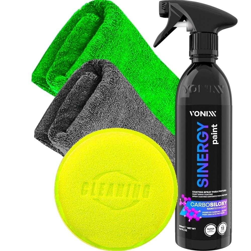 Sinergy Paint Vonixx - Vitrificador Automotivo Spray 500ml + Toalhas e Aplicador Karbox