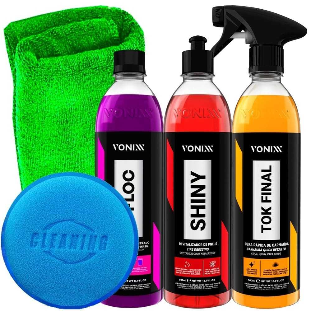 Kit Completo Vonixx: Limpeza Profissional Tok Final, Shiny e V-Floc + Acessórios