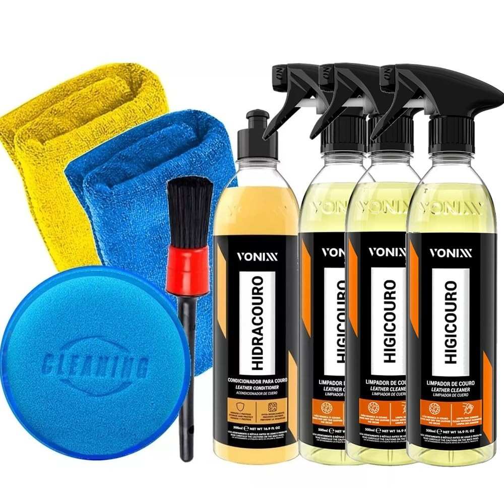 Kit Completo Vonixx Higicouro e Hidracouro: Limpeza e Hidratação Profissional para Couro Automotivo