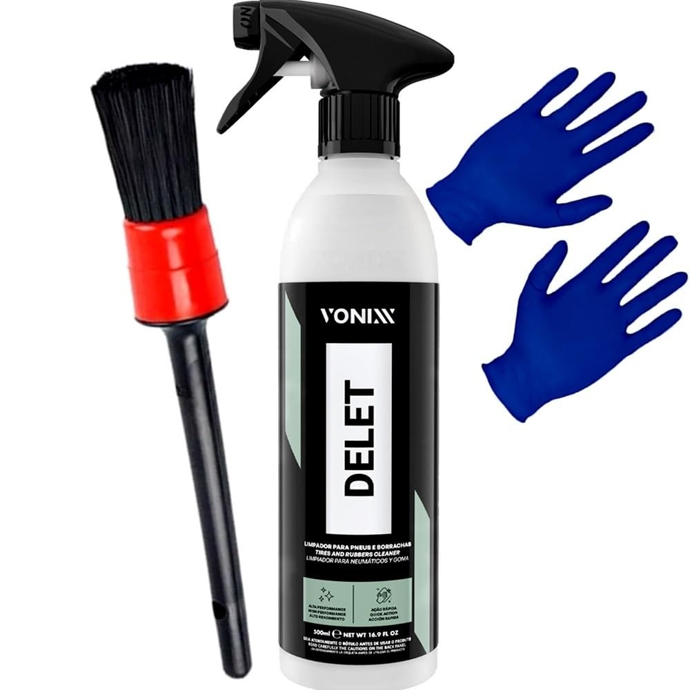 Kit Essencial Detalhamento Automotivo: Limpador Delet 500ml Vonixx + Acessórios Karbox