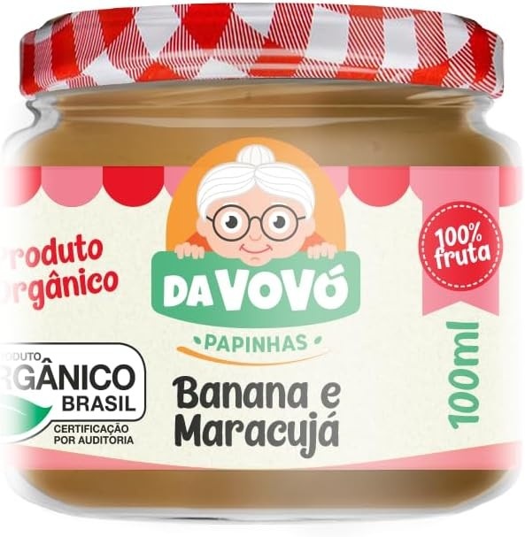 Kit 6 papinhas de frutas Da Vovó sabor Maracujá e banana.