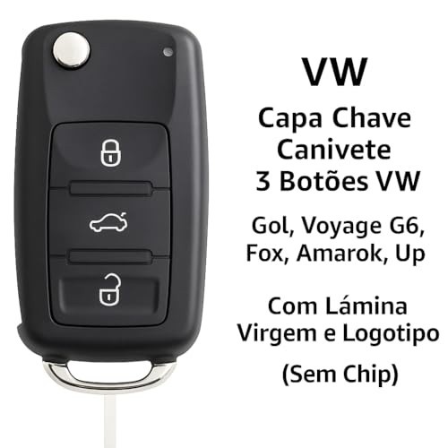 Kit Carcaça Chave Canivete 3 Botões para Gol, Voyage G6, Amarok e Fox - Renove Seu Controle!