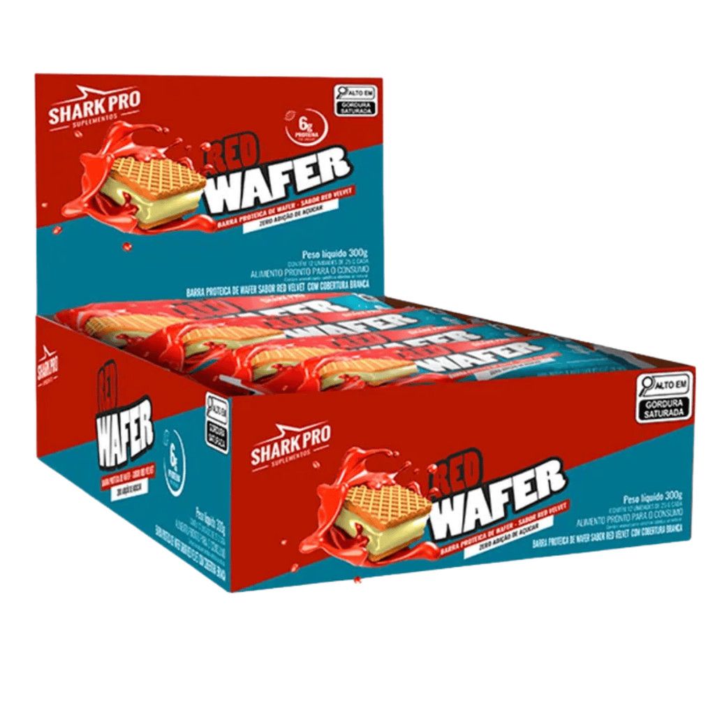 Wafer Proteico Red Velvet 25g Shark Pro: 6g de Proteína por Unidade