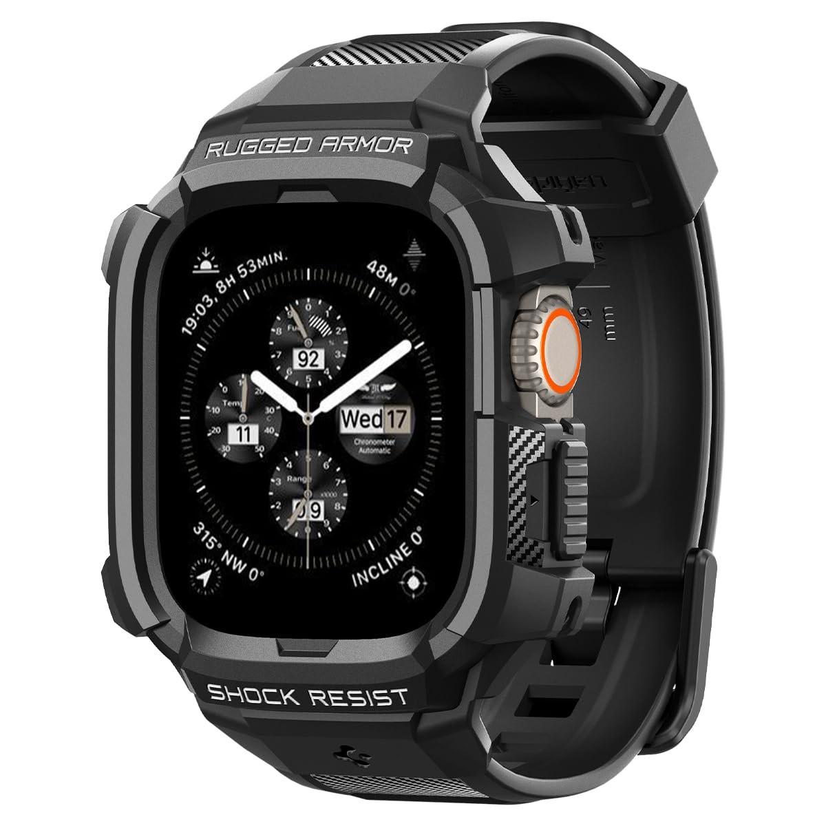 Spigen Rugged Armor Pro Projetado para Apple Watch Ultra 2/Apple Watch Ultra Capa com Pulseira Capa TPU Protetora Resistente para Apple Watch Ultra 49mm
