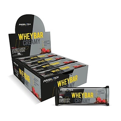 Whey Bar Morango Probiótica: 12 Barras de Proteína Cremosas