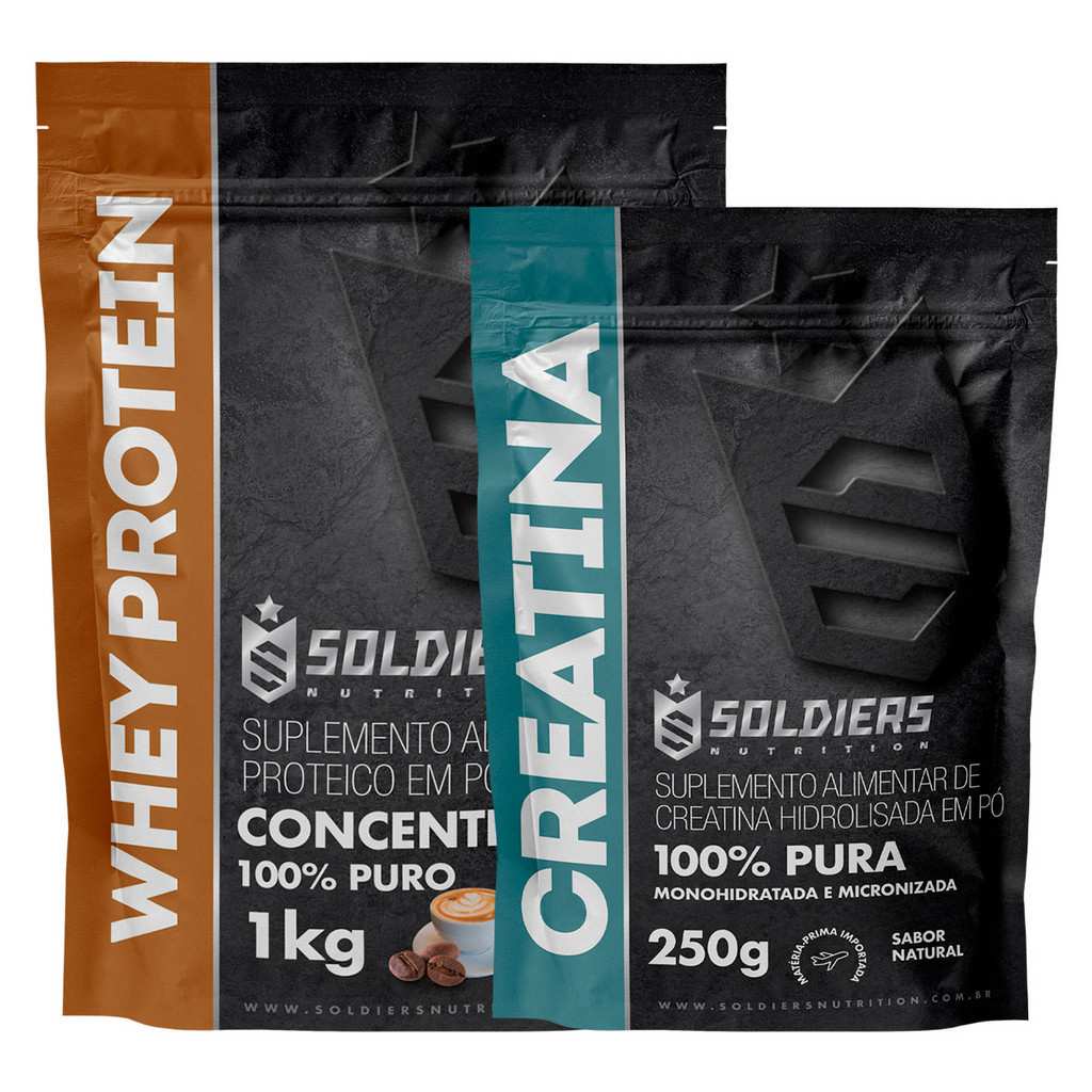 Whey + Creatina: Kit Ganho de Massa Soldiers