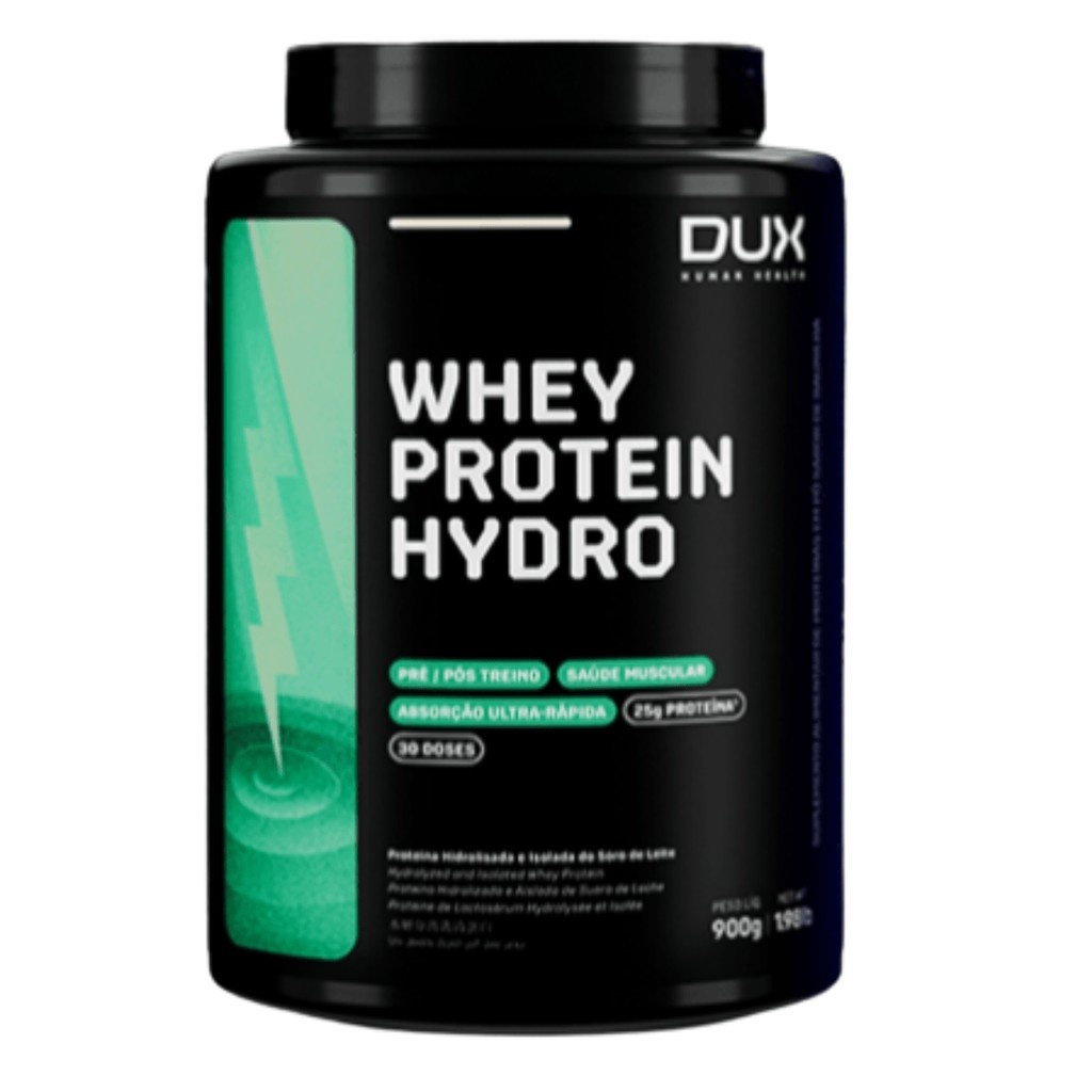 Whey Hydro Dux 900g: Absorção Rápida e Ganho Muscular!