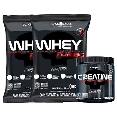 Whey Protein + Creatina Pura: Suplemento Caveira Preta