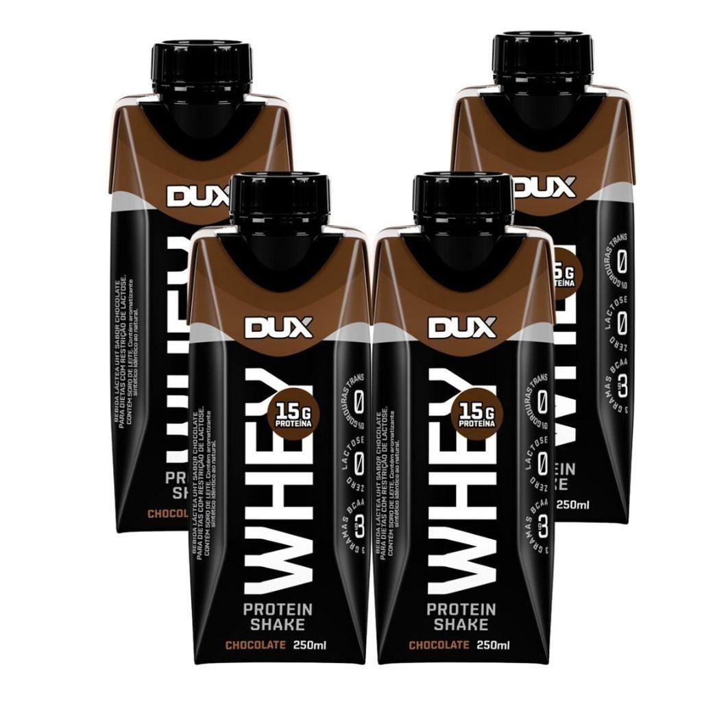 Whey Protein Shake Dux Chocolate: Kit com 4!