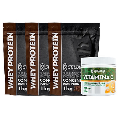 Whey + Vitamina C: Kit Musculação Soldiers Nutrition